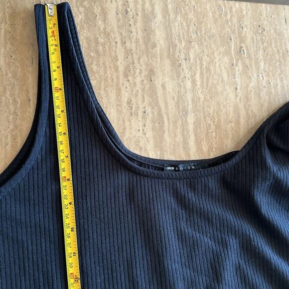 Black Ribbed Cold Shoulder Long Sleeve Midi ASOS Plus Size DressZZ18 - Picture 10 of 12